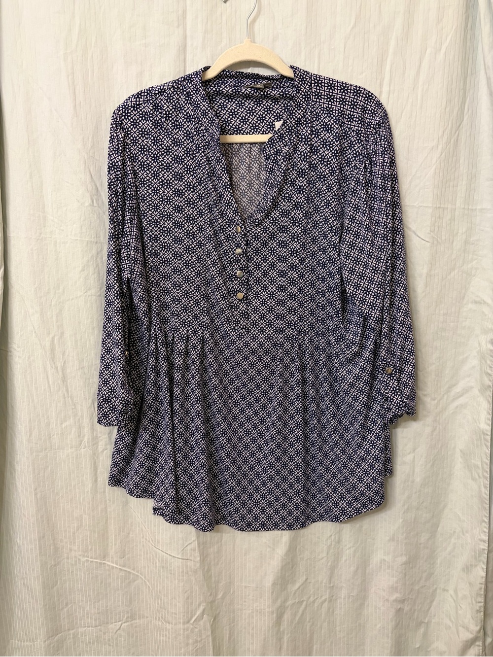 Roz & Ali Navy Geometric Print Peasant Tunic